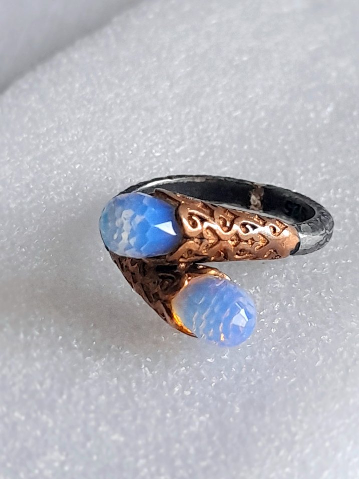925 Ayar Aguamarin Taşlı Gümüş Yüzük - Görsel 4
