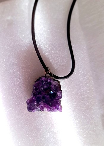 Doğal Ametist Taş Gümüş Kenar Kolye Ucu - Görsel 10