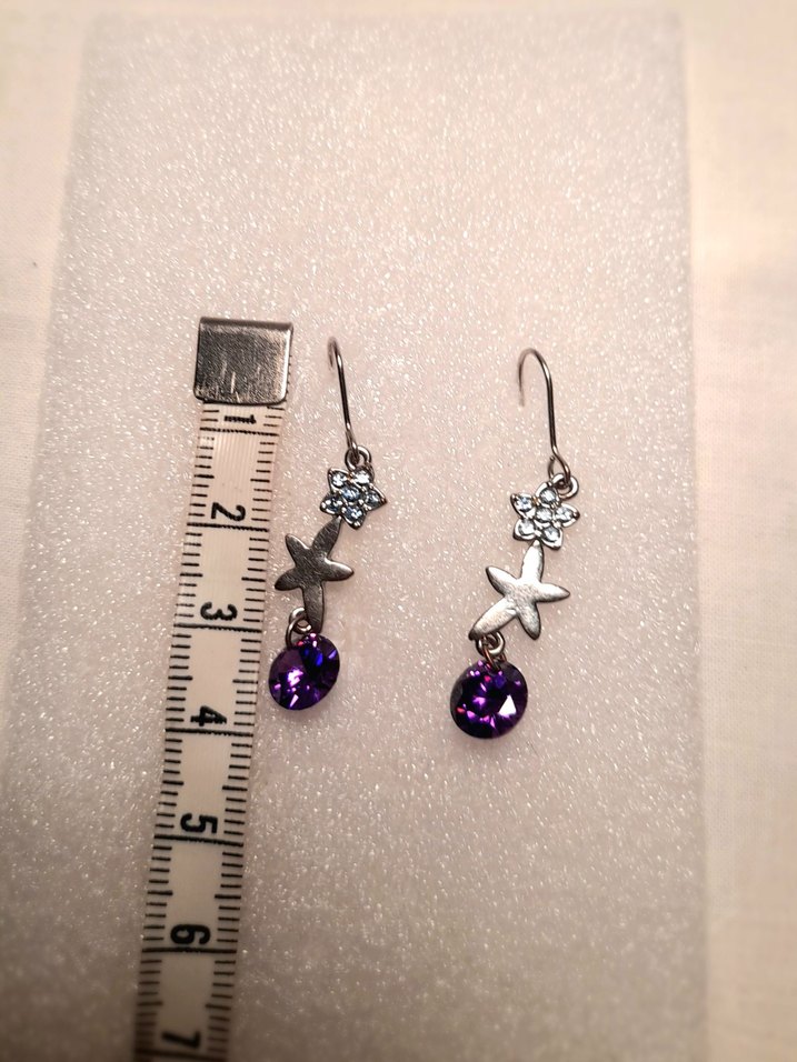 Kristal Taşlı Çiçek  Detaylı Çelik Küpe - Görsel 5