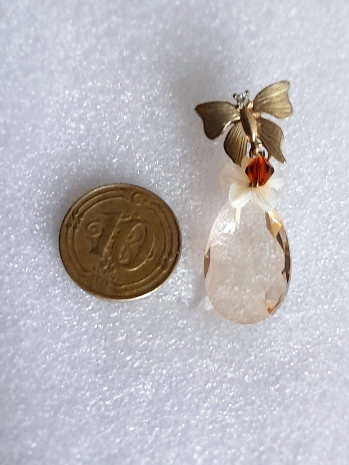 Kristal Damla Taşlı, Sedef çiçekli Sallantılı Küpe - Görsel 5