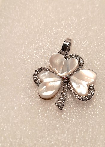 Sedef, zirkon Taşlı Yonca Kolye Ucu - Görsel 4