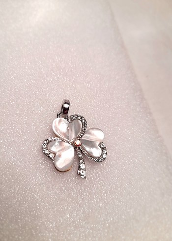 Sedef, zirkon Taşlı Yonca Kolye Ucu - Görsel 2