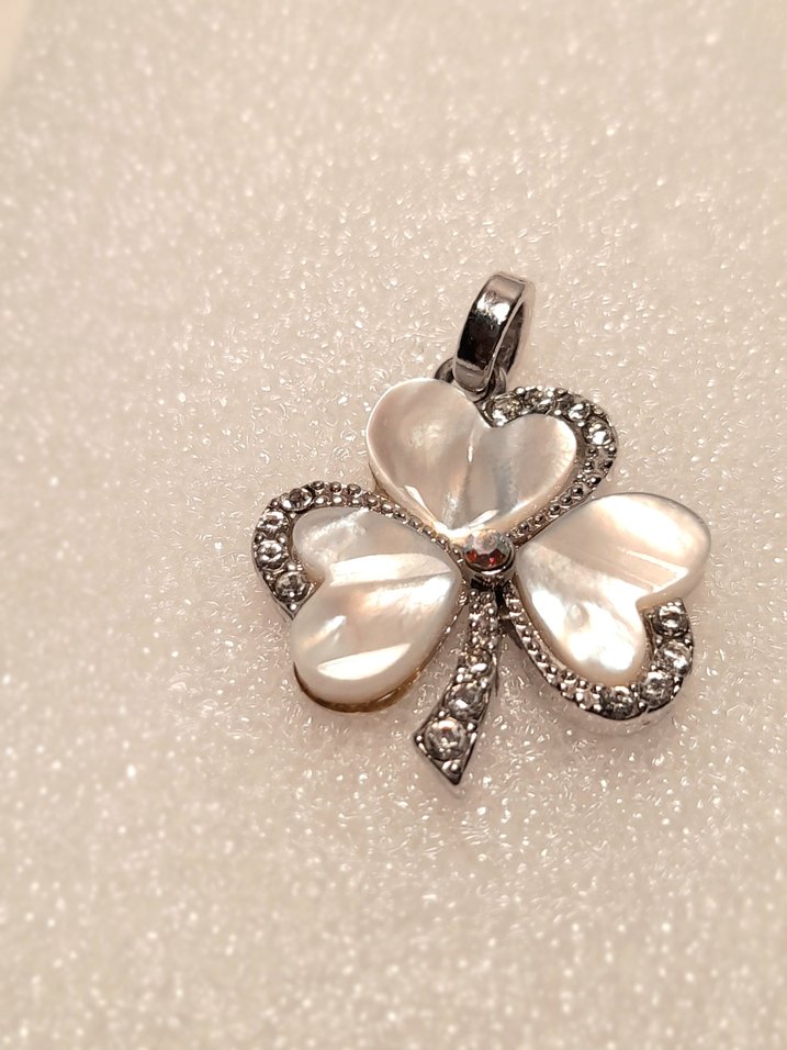 Sedef, zirkon Taşlı Yonca Kolye Ucu - Görsel 4