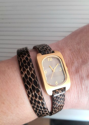 Vintage Tchibo Marka Çift dolara Deri kayışlı Kadın kol Saati - Görsel 5