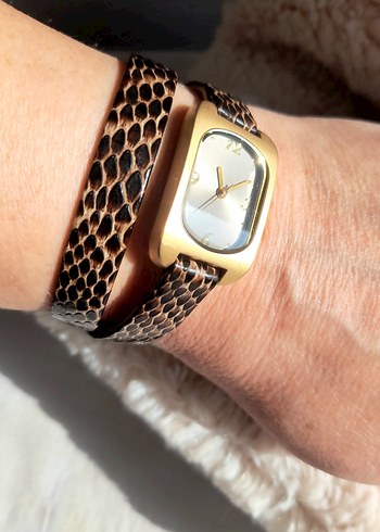 Vintage Tchibo Marka Çift dolara Deri kayışlı Kadın kol Saati - Görsel 2