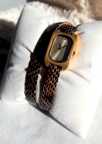 Vintage Tchibo Marka Çift dolara Deri kayışlı Kadın kol Saati - Görsel 9