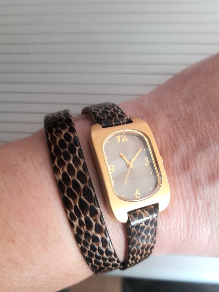 Vintage Tchibo Marka Çift dolara Deri kayışlı Kadın kol Saati - Görsel 5