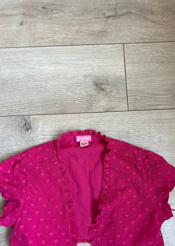 Lc wakiki marka Kız Çocuk Pembe Kısa Kollu İşlemeli Bolero - Görsel 2