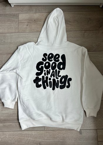 Diğer Beyaz Baskılı Rahat Kesim Kadın Sweatshirt