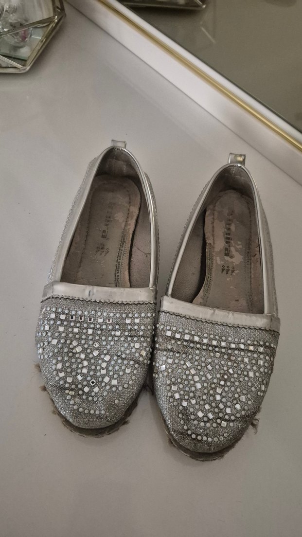 Kadın gümüş taşlı babet - Görsel 2