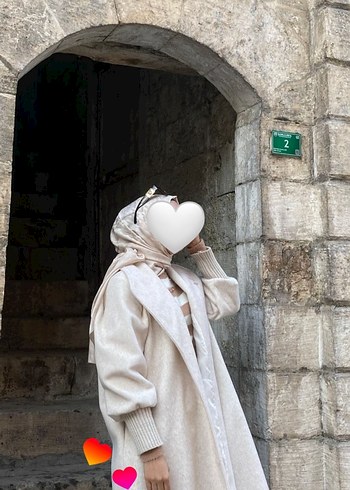 Beyaz Uzun Pamuklu Kadın Kaban - Görsel 2