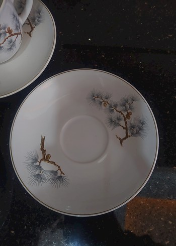 Çiçek Desenli Beyaz Kahve Fincanı Takımı - Görsel 3