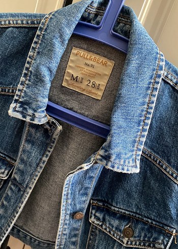 m Beden mavi Renk Düğmeli Kısa Kollu Mavi Denim Ceket