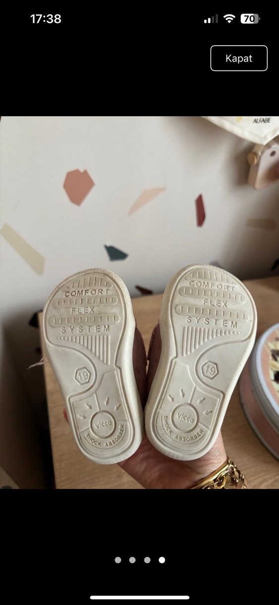 Kız Bebek Pembe İlk Adım Ayakkabısı Velcro - Görsel 4