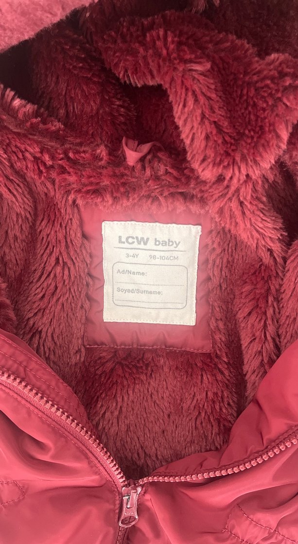 Lcw Bordo Kız Çocuk Kapüşonlu Kürklü Mont - Görsel 3