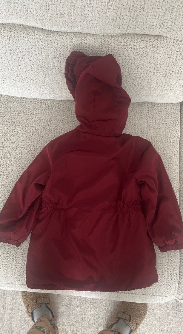 Lcw Bordo Kız Çocuk Kapüşonlu Kürklü Mont - Görsel 2