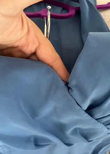 Mavi Drapeli Straplez Uzun Abiye Elbise - Görsel 6