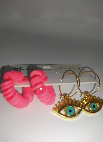 Pembe küpe çift 