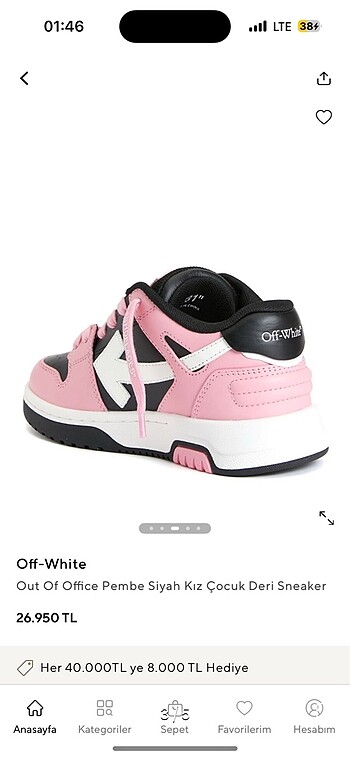 38 Beden Off-white orijinal ayakkabı