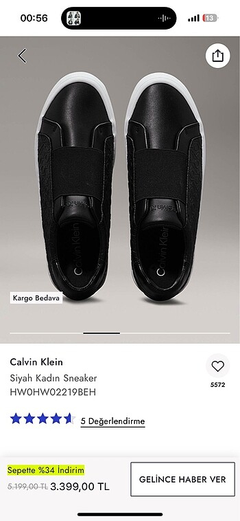 37 Beden Calvin klein orijinal ayakkabı