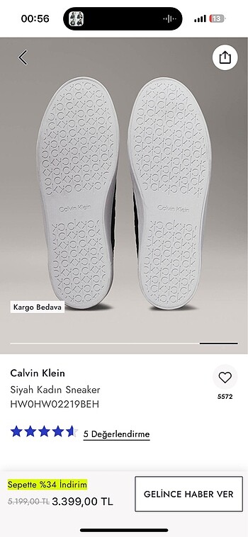 37 Beden siyah Renk Calvin klein orijinal ayakkabı
