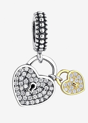 Pandora kilitli kalpler charm