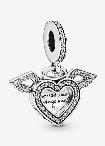 Kalp ve melek kanatlı sallantılı charm