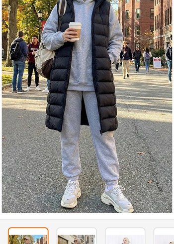 Siyah Kapitone Midi Kadın Yelek - Görsel 2