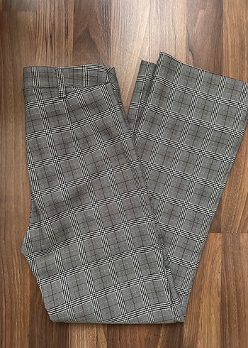 Gri Kareli Kadın Kumaş Pantolon - Görsel 4