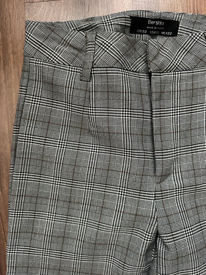 Gri Kareli Kadın Kumaş Pantolon - Görsel 3