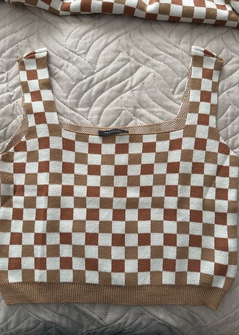 Kadın Ekose Desenli V Yaka Triko Hırka takım - Görsel 3