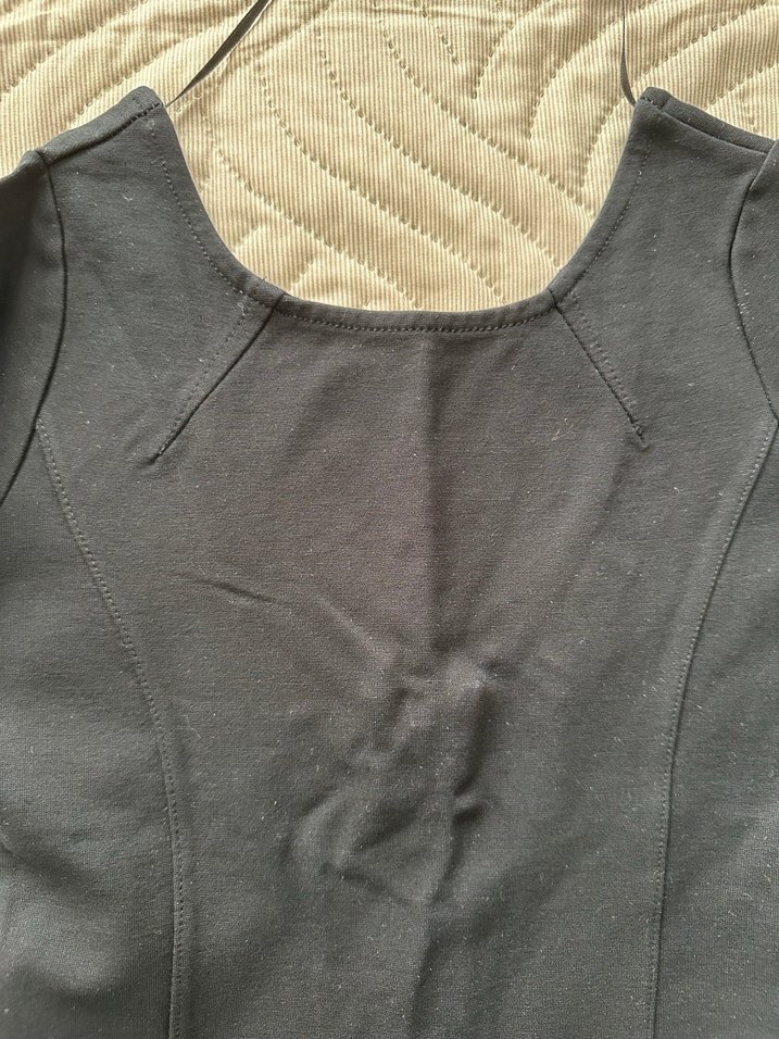 Siyah V Yakalı Uzun Kollu Kadın Elbise - Görsel 3