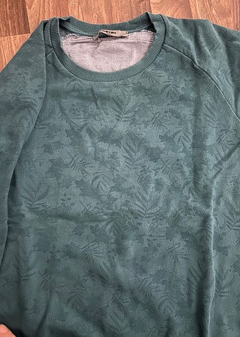 Erkek Koyu Yeşil Bisiklet Yaka Sweatshirt - Görsel 7