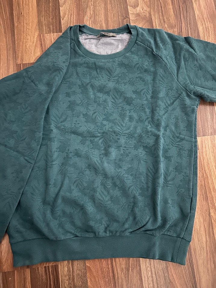 Erkek Koyu Yeşil Bisiklet Yaka Sweatshirt - Görsel 2