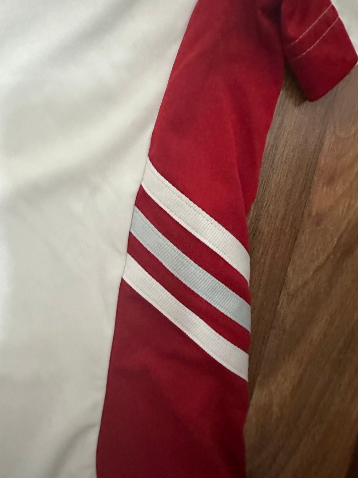 Adidas Beyaz Kırmızı Kısa Kollu Polo Tişört - Görsel 4