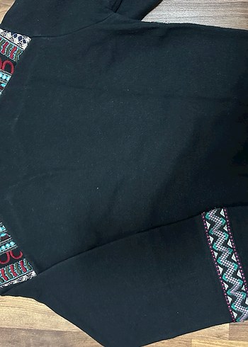 Boncuk İşlemeli Siyah Bohem Kadın Sweatshirt - Görsel 4