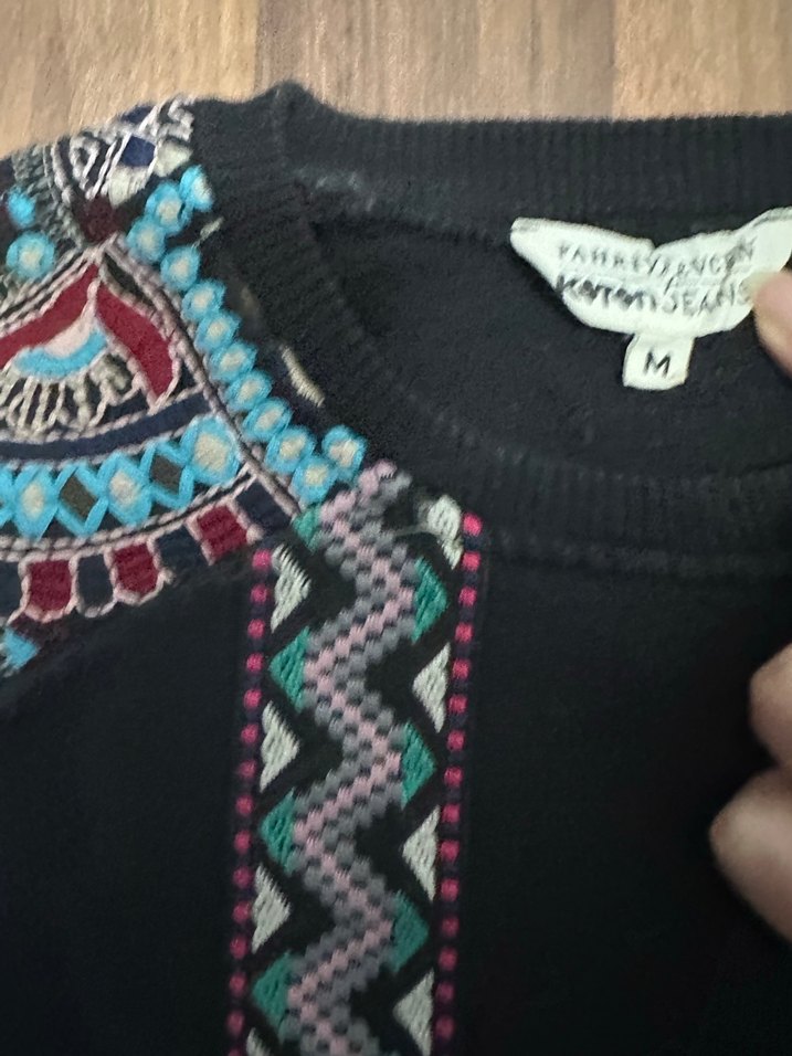 Boncuk İşlemeli Siyah Bohem Kadın Sweatshirt - Görsel 2