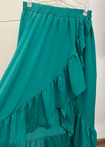 Kadın Turkuaz Uzun Volanlı Etek - Görsel 2