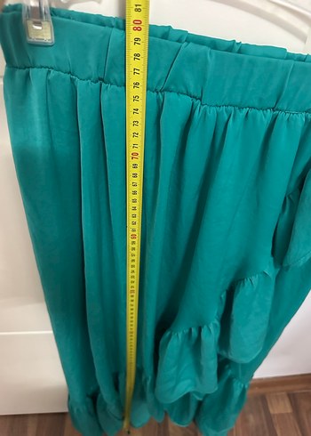 Kadın Turkuaz Uzun Volanlı Etek - Görsel 5