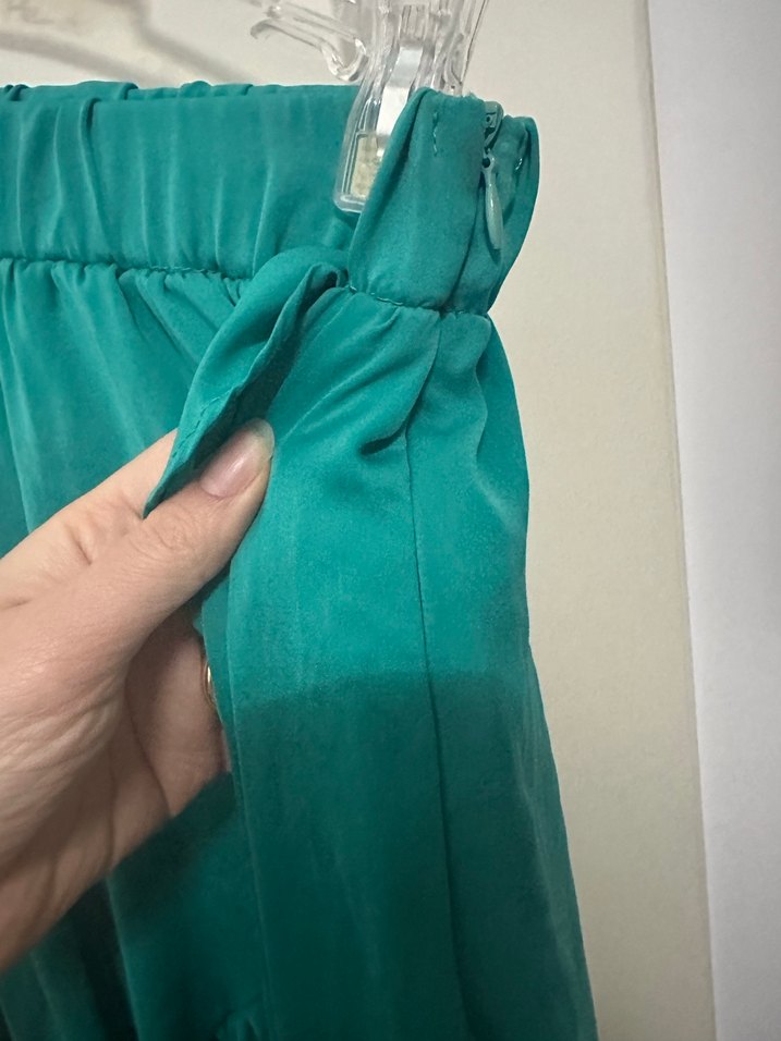 Kadın Turkuaz Uzun Volanlı Etek - Görsel 3