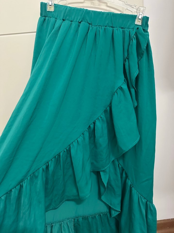 Kadın Turkuaz Uzun Volanlı Etek - Görsel 2