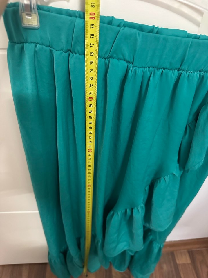 Kadın Turkuaz Uzun Volanlı Etek - Görsel 5