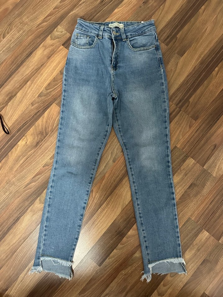 Lacivert Midi Kadın Denim Jean - Görsel 2