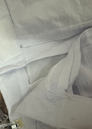 Kadın Beyaz Keten Midi Kumaş Pantolon - Görsel 4