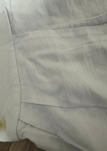 Kadın Beyaz Keten Midi Kumaş Pantolon - Görsel 2