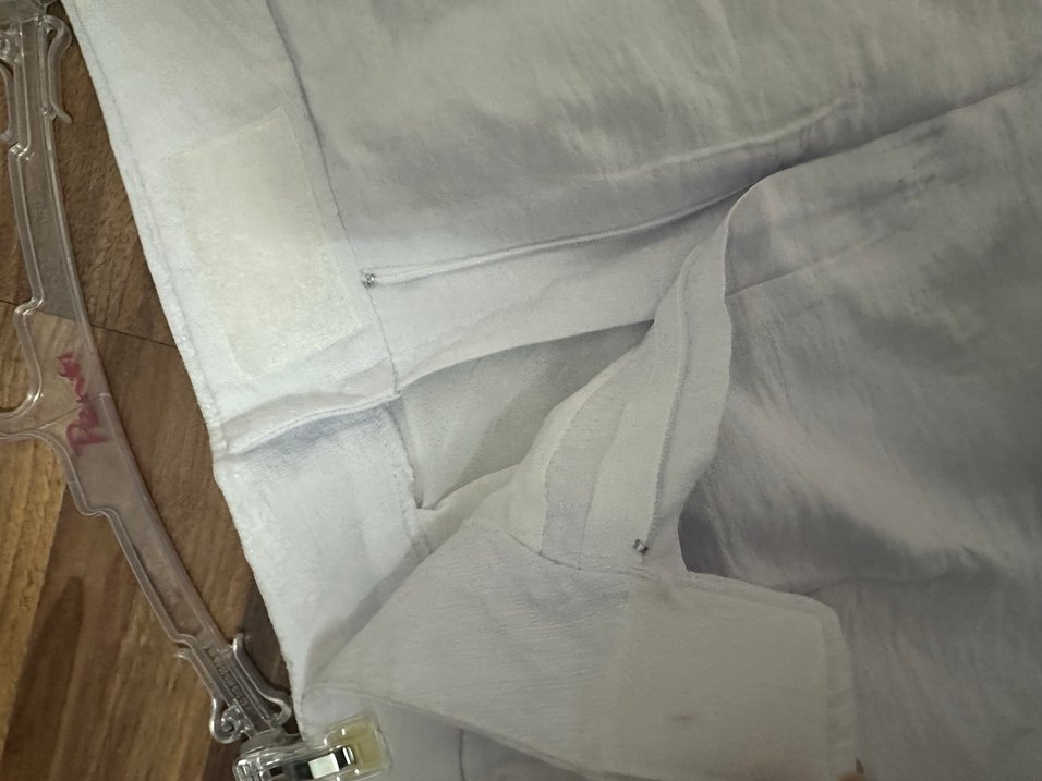 Kadın Beyaz Keten Midi Kumaş Pantolon - Görsel 4