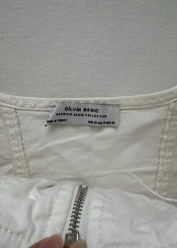 Beyaz Denim Fermuarlı Büstiyer - Görsel 2