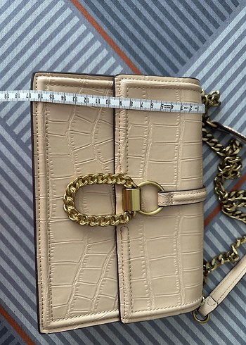 Bej Zincir Detaylı Deri Kadın Çanta - Görsel 4