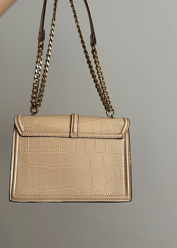 Bej Zincir Detaylı Deri Kadın Çanta - Görsel 5