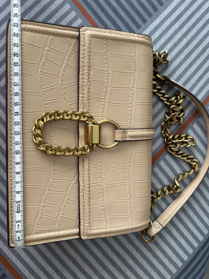 Bej Zincir Detaylı Deri Kadın Çanta - Görsel 3